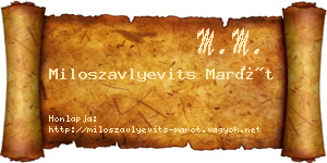 Miloszavlyevits Marót névjegykártya